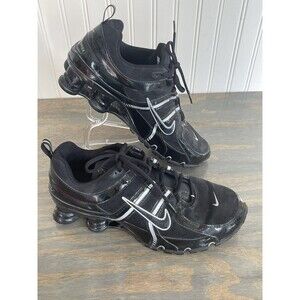 Nike Shox Remix Leather Sneakers Shoes Mens 10.5 Black Silver EUC 317423-001